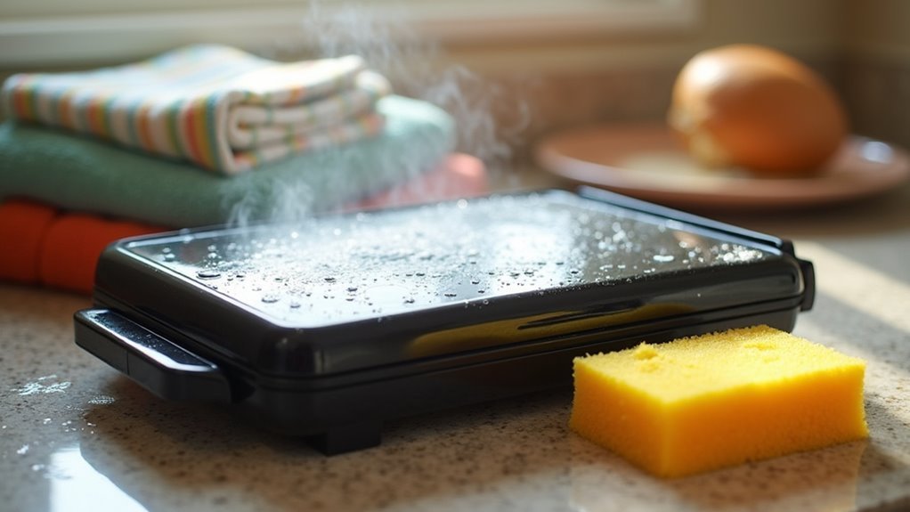 clean grill while warm