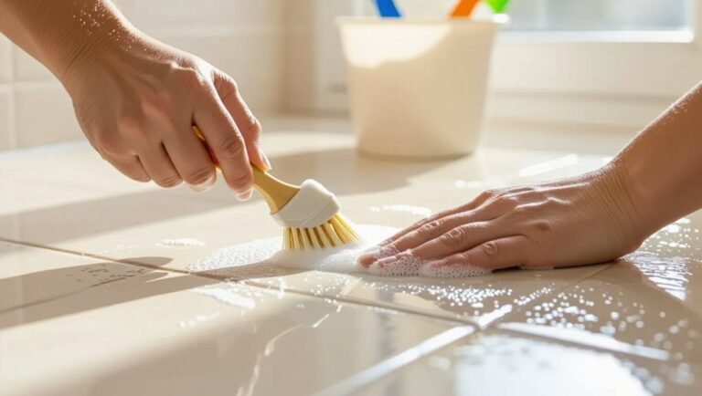 clean tile floor grout