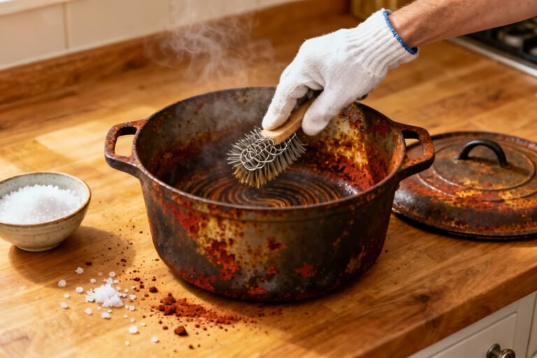 How To Clean a rusted cast iron dutch oven