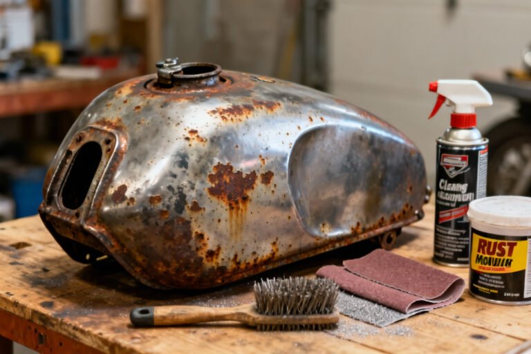How To Clean a rusty gas tank motorcycle