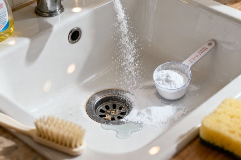 How To Clean a sink drain with baking soda
