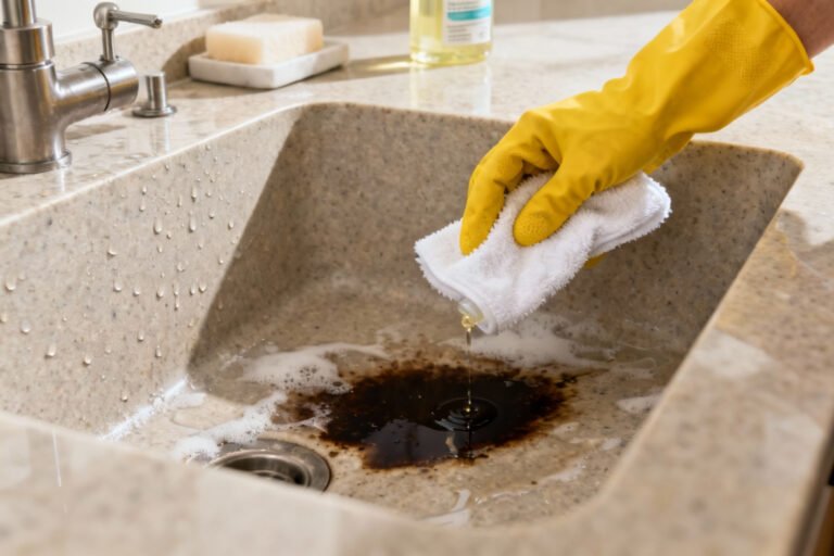 How To Clean a stained corian sink