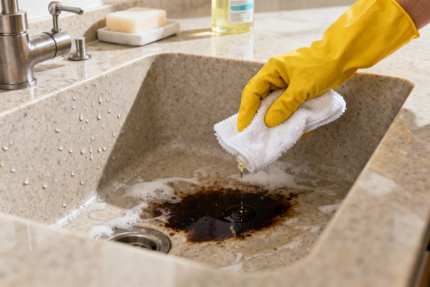 How To Clean a stained corian sink - cleanrestoreconnect.com